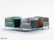 Combinaison de fauteuils Omnia reliés entre eux par une tablette
