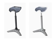 Siège d'atelier réglable en hauteur, assise en polyuréthane et coussin en simili cuir gris