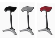 Tabouret d'atelier réglable en hauteur, assise noire et coussin en microfibres