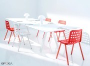 Table de réunion Arki plateau stratifié compact blanc