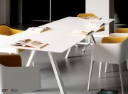 Grande table de réunion Arki plateau HPL blanc