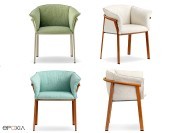 Fauteuils Lamorisse avec accoudoirs tissu, structure aluminium
