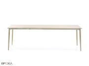 Table pieds bois plateau stratifié blanc Malmo