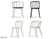 Fauteuils bois Nym, 4 pieds bois