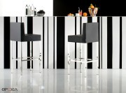 Tabouret de bar dossier haut Cube XL1461, structure chromée