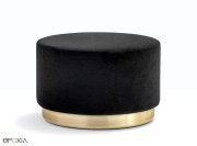 Pouf Wow, velours noir et base laiton