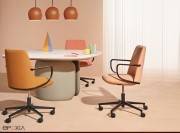 Petite table Elinor, piètement tapissé cuir