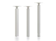 3 types de pieds différents : fixes carrés, fixes ronds, ronds réglables en hauteur