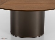 Table Holo Pillar, pied Exclusive Brown, plateau ébénisterie Noyer