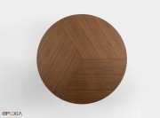 Table Holo Pillar, plateau rond finition placage ébénisterie noyer