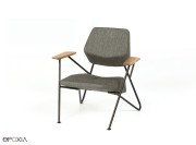 Fauteuil Polygon, design vintage, accoudoirs bois