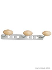 Porte-manteaux Aloès finition aluminium 3 patères hêtre