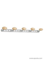 Porte-manteaux Aloès finition aluminium 5 patères hêtre