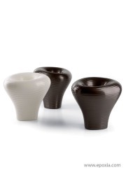 Pots Tambo laqué blanc et métallisé café