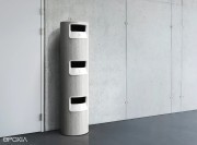 Poubelle de recyclage Etage, placage chêne teinté blanc