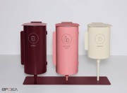 Trio de poubelles Birdie sur socle, tonalités rose
