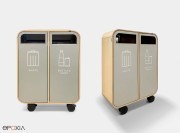Poubelles de recyclage Cloud sur roulettes, cadre MDF