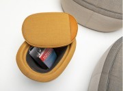 Pouf 1 place, assise bi-matière tissu et cuir