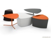Poufs et tables Kensho, cafétéria