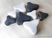 Ensemble de poufs en simili cuir blanc et noir Chat