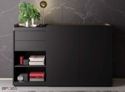 Armoire moyenne Block, Fenix NTM noir, structure et plateau, détail laiton