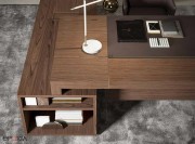 Détail bureau Block, desserte porteuse avec rangement intégré