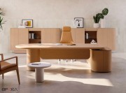 Bureau de direction DEA, desserte porteuse et voile de fond