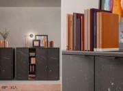 Détail des portes finition verre imprimé marbre noir mat