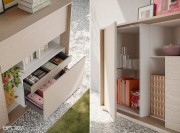 Armoire basse Sessanta, tiroir push to open ou portes battantes