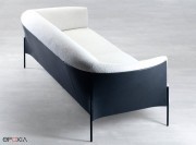 Canapé Omnia avec extérieur cuir et intérieur tissu
