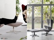 Pouf piétement aluminium poli Trifidae