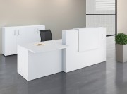 Banque d'accueil Adelis blanche et comptoir blanc