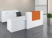 Banque d'accueil Adelis blanche et comptoir Caramel