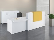 Banque d'accueil Adelis blanche et comptoir Moutarde