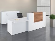 Banque d'accueil Adelis blanche et comptoir Noyer