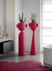 Pot design René (à droite) rose mat