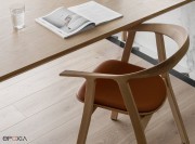 Chaise en bois Rhomb chêne dark, avec coussinage d'assise