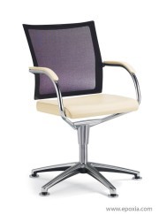 Orbit fauteuil de réunion, dossier résille, assise en cuir