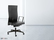 Siège de travail Dama, accoudoirs fixes, tapissé cuir