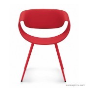 Fauteuil Little Perillo rouge, 4 pieds laqués