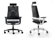 Fauteuil de bureau Connex 2, dossier résille ou cuir, avec têtière