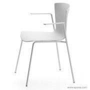 Fauteuil Slam pietement tubulaire, accoudoirs alu verni, coque polypro