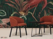 Chaise et tabouret Loft, 4 pieds bois noirs