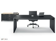 Bureau de direction Sile noir, pieds panneau