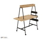 Station de coworking Alto, pieds noirs avec bacs de rangement (option)