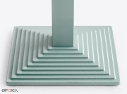 Détail base carrée en fonte sablée, tables Step