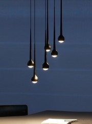 Suspension design Falling water black mat, en grappe de 6 pièces