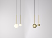Suspension Grace 1, curry et verre fumé et blanc