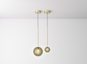 Suspension Grace 1, laiton et verre fumé