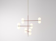 Suspension Grace 2 couleur cuivre, verre blanc